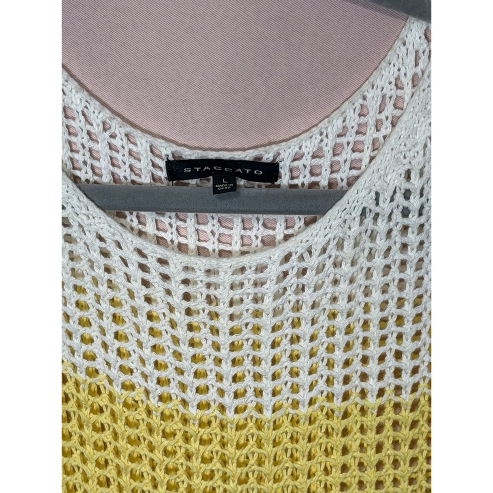 Stacatto Crochet Open Knit Sweater L Colorblock Beach Cover Up - Picture 3 of 4